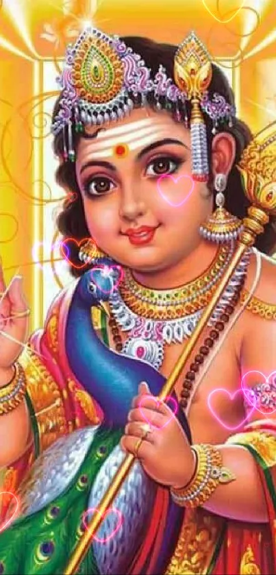 Vibrant image of a divine deity with colorful attire and intricate details.