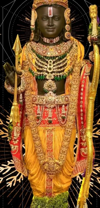 Divine deity in golden attire mobile wallpaper.