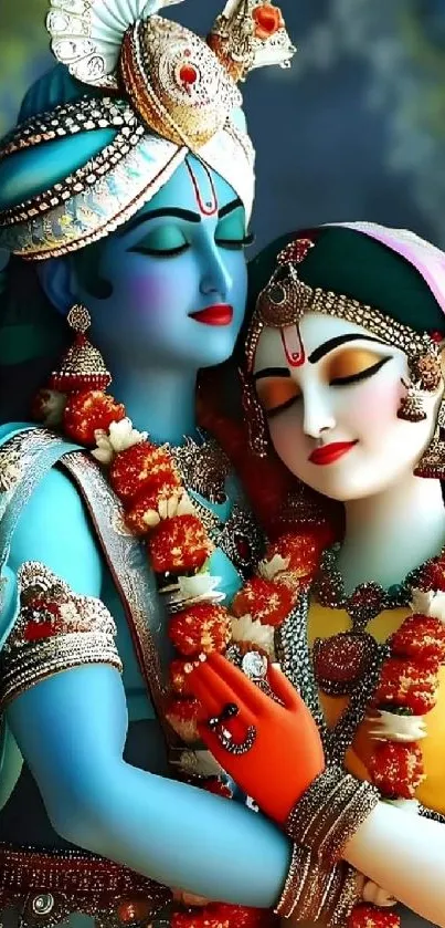 Lovely divine embrace in vibrant colors