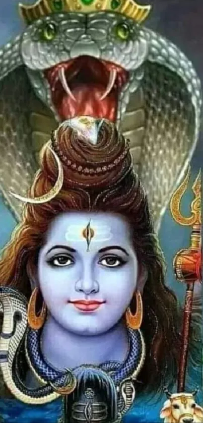 Lord Shiva with serpent mobile wallpaper.