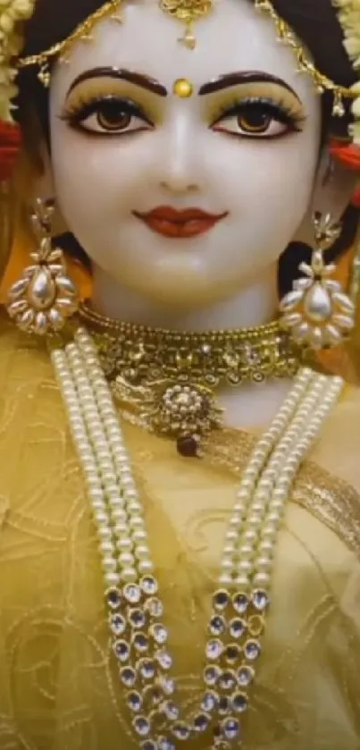 Divine goddess adorned in jewelry, serene and elegant portrait.