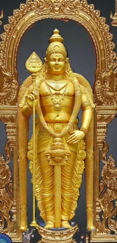 Golden sculpture with intricate details