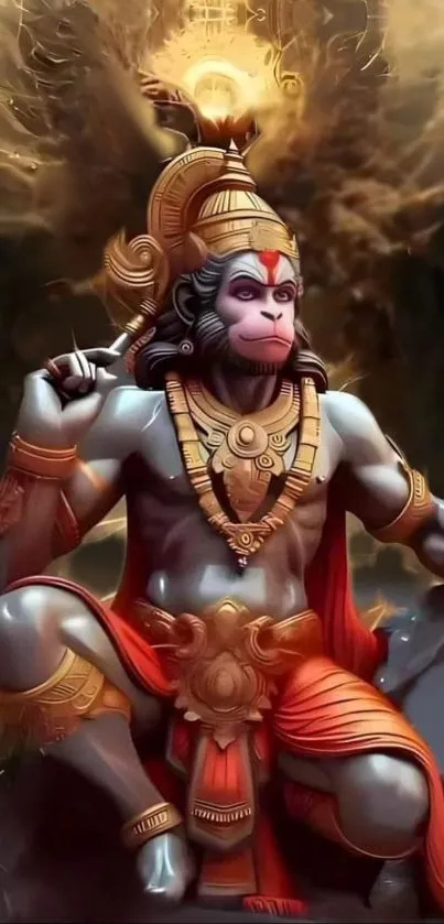 Divine Hanuman artwork in vibrant colors for mobile wallpaper.