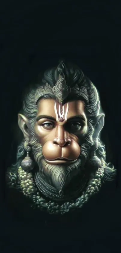 Digital illustration of Hanuman, highlighting divine features and cultural significance.