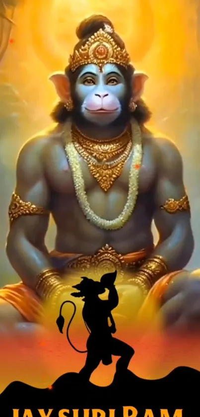 Illustration of Hanuman with golden aura and spiritual vibrance.