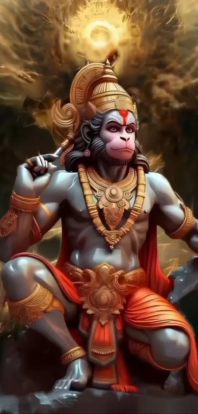 3D divine Hanuman mobile wallpaper with vibrant colors.