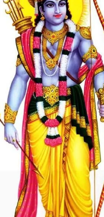 Depiction of a Hindu god in vibrant colors, ideal for mobile wallpaper.