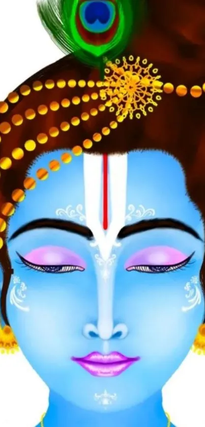 Artistic depiction of Lord Krishna with vibrant colors.