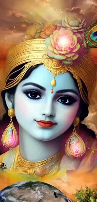 Beautiful divine image of Lord Krishna with vibrant colors.