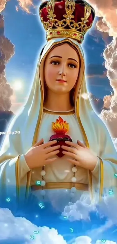 Divine crowned figure in clouds wallpaper.