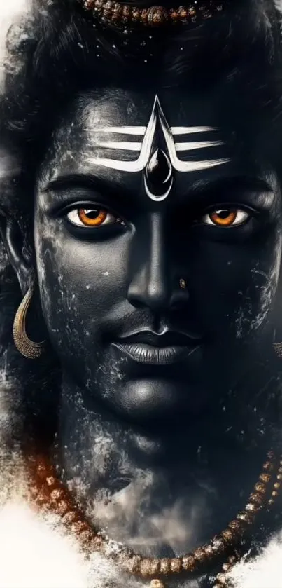 Artistic depiction of Lord Shiva with vivid colors.