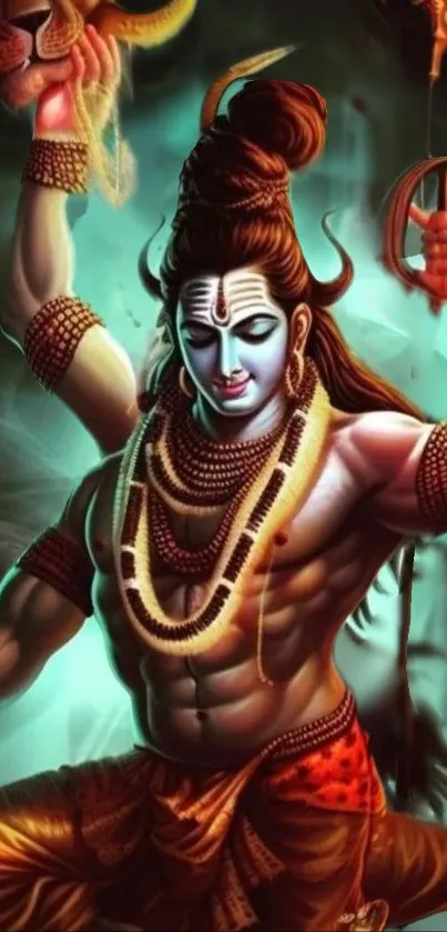 Vibrant Lord Shiva artwork for phone wallpaper.