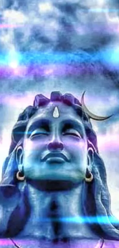 Vibrant mobile wallpaper of Shiva with cosmic colors.