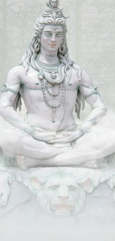 Shiva meditating in misty forest wallpaper.