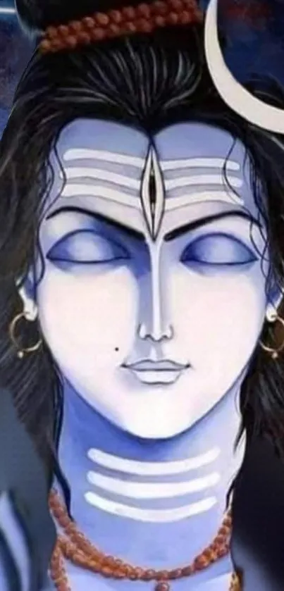 Divine illustration of Lord Shiva in tranquil blue tones.