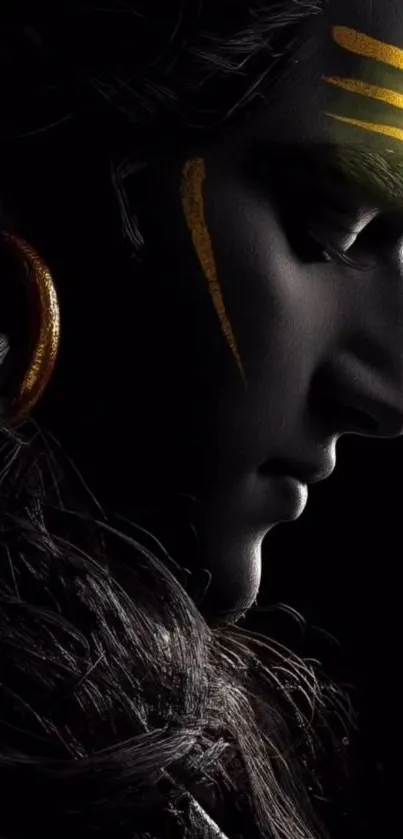 Serene divine silhouette with golden accents.