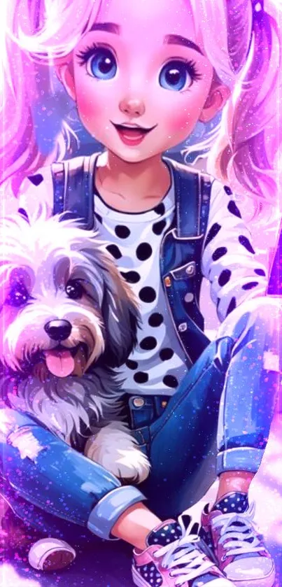 Dog Purple Fashion Live Wallpaper