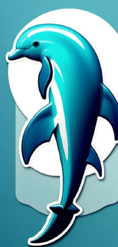 Vibrant dolphin art wallpaper in teal hues for mobile devices.