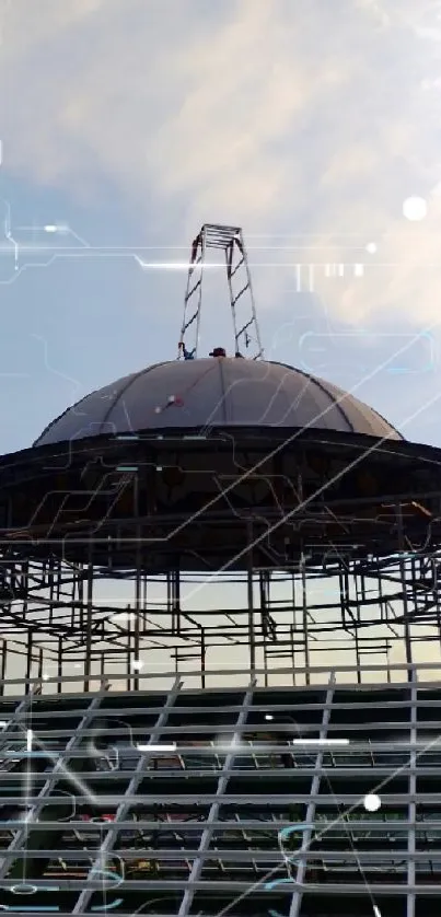 Dome structure set against a blue sky.