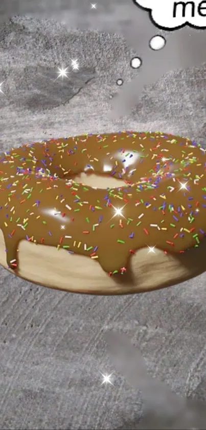 Chocolate donut wallpaper with colorful sprinkles and glossy glaze.