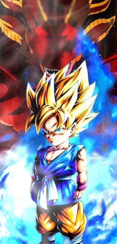 Dragon Ball Z character with blue energy aura.