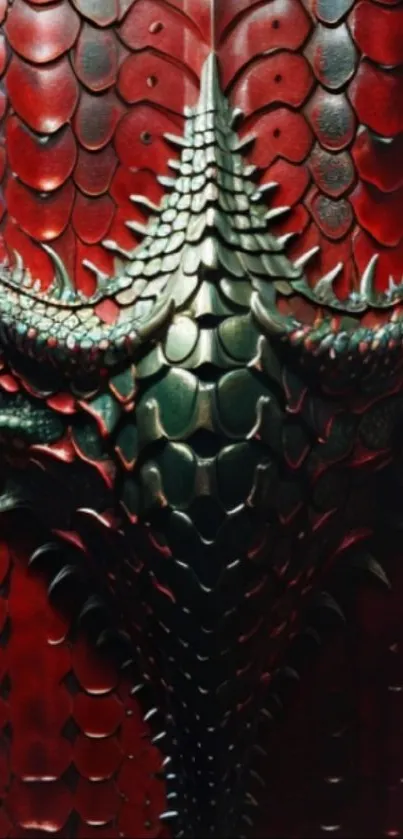 Red dragon scale mobile wallpaper with metallic texture.