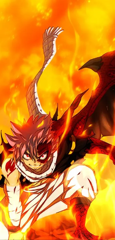 Fiery dragon-themed anime mobile wallpaper.