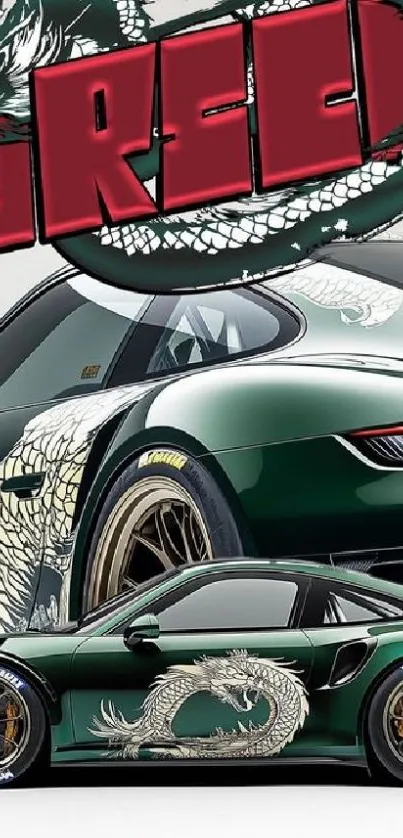 Dragon-themed sports car with dynamic design.