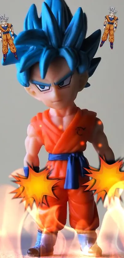 Anime dragon warrior with fiery hands.