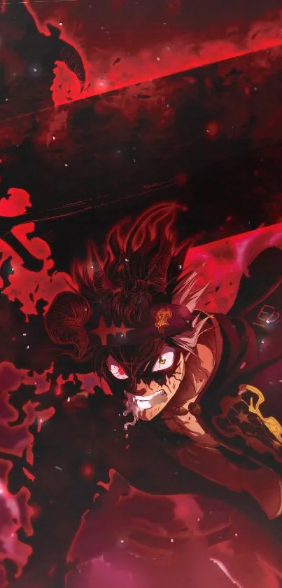 Intense red anime action wallpaper with dramatic scene.