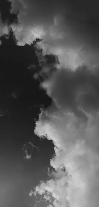 Black and white clouds with dramatic contrasts.