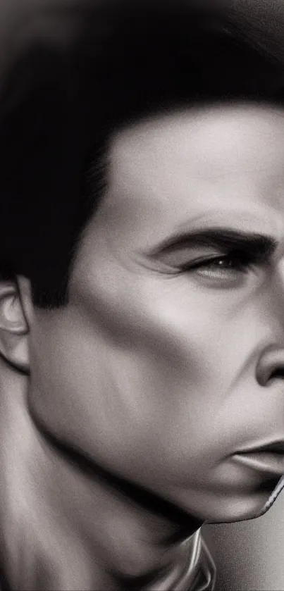 Black and white cinematic portrait wallpaper.