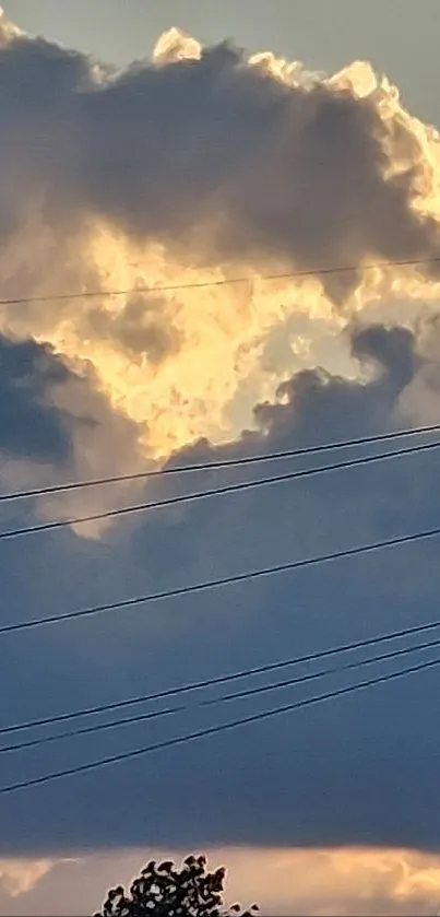 Dramatic sunset sky with clouds and silhouetted trees.