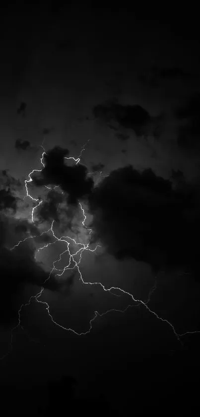 Dramatic lightning storm in dark night sky wallpaper.