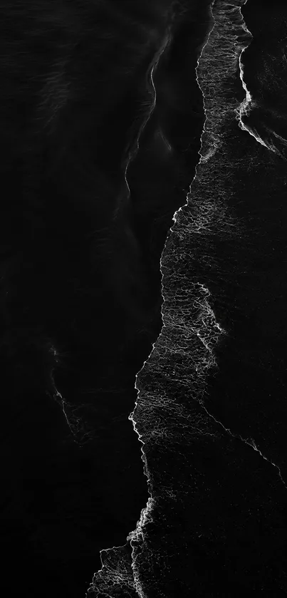 Black and white ocean wave mobile wallpaper.