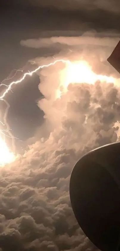 Mobile wallpaper of a lightning storm seen from an airplane.