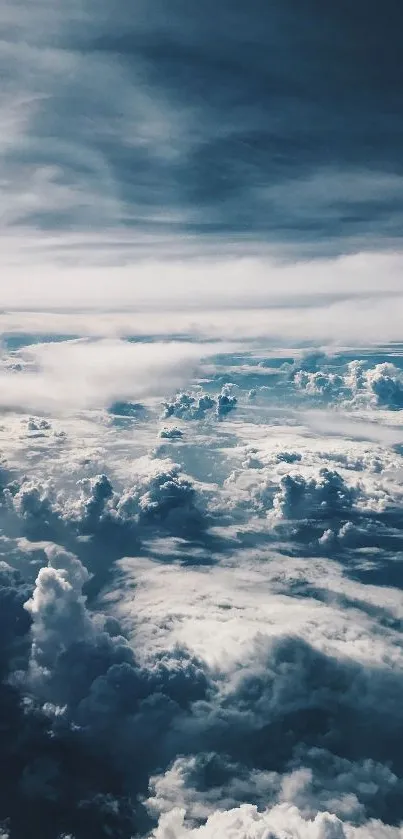 Aerial view of dramatic clouds and sky for mobile wallpaper.