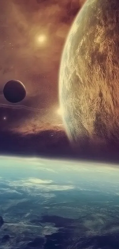 Breathtaking space wallpaper featuring planets and cosmic scenery.