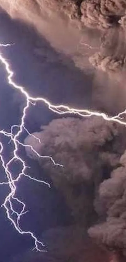 Powerful lightning strikes through storm clouds in this dramatic mobile wallpaper.