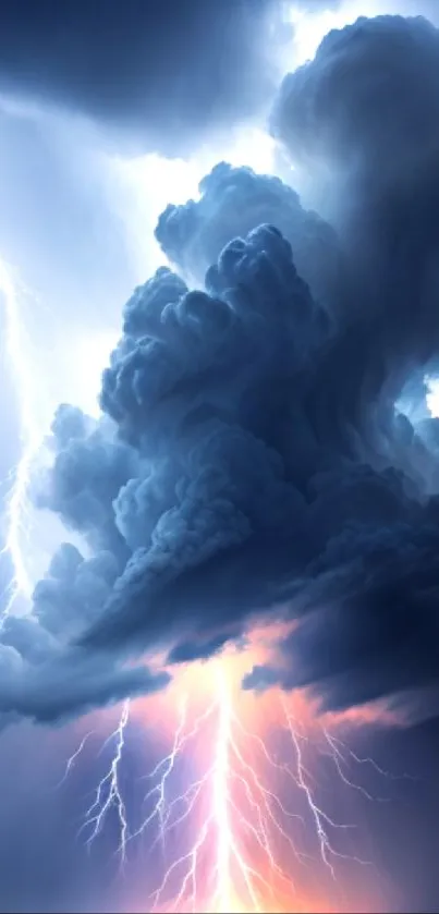 Dramatic lightning storm with dark clouds on mobile wallpaper.