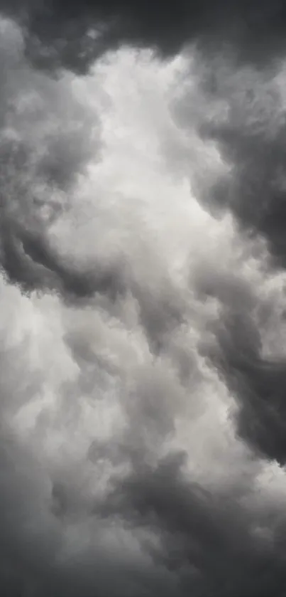 Dramatic cloud formations with stormy gray hues.