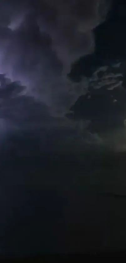 Dramatic stormy night sky with vivid lightning.