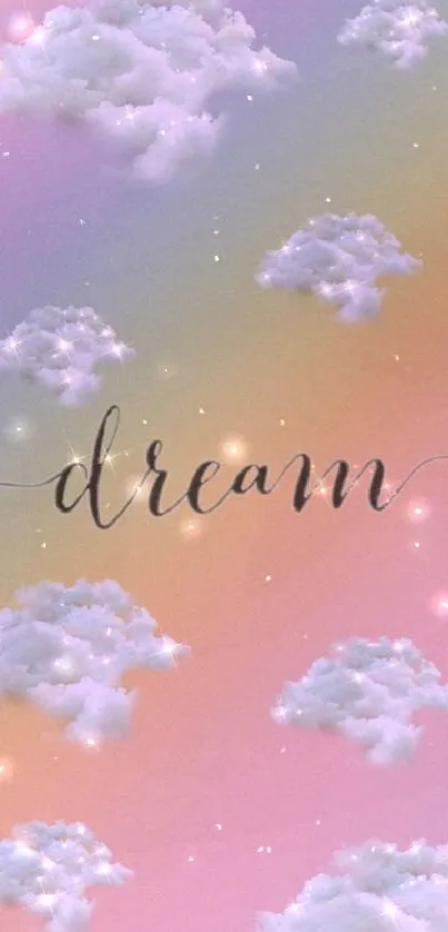 Dreamy pastel mobile wallpaper with clouds.