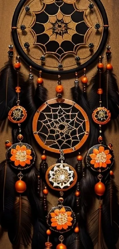 Dreamcatcher with intricate design and rich colors on a mobile wallpaper.