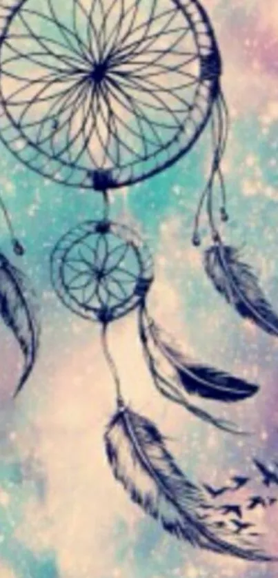 Dreamcatcher against a galaxy-themed background.