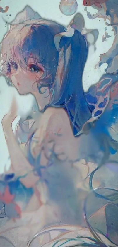 Dreamy anime art wallpaper with pastel hues and a whimsical character design.