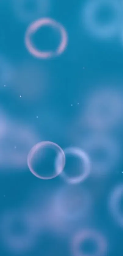 Dreamy blue bubble wallpaper with soft circles.