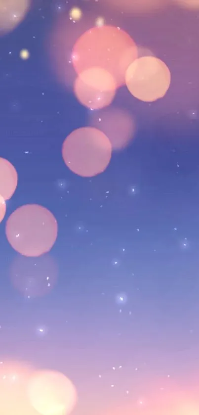 Dreamy bokeh sky wallpaper with pink and blue hues.