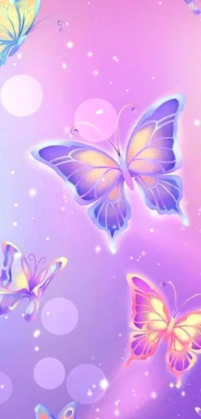 Pastel butterfly mobile wallpaper with vibrant colors.