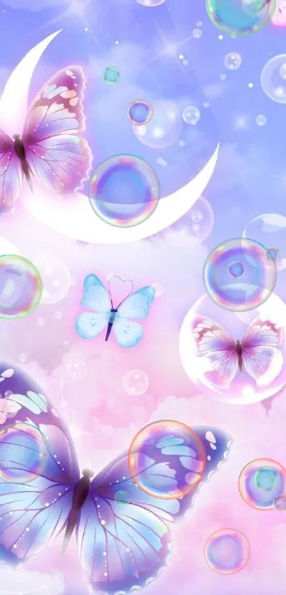 Dreamy mobile wallpaper with butterflies and pastel hues.